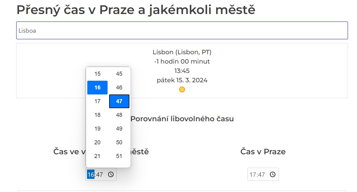 Přesný čas v Praze a jakémkoli městě